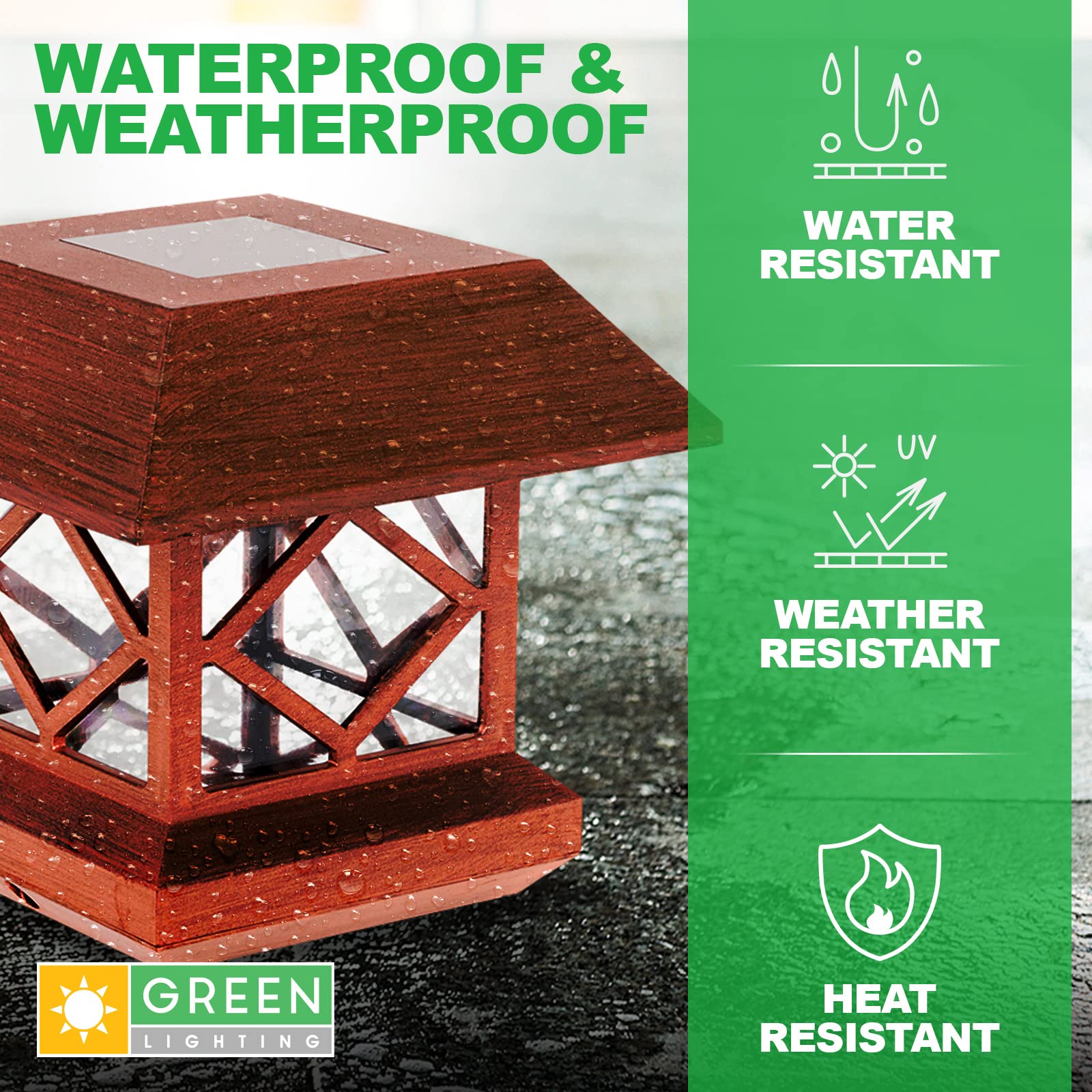 GreenLighting Outdoor Summit Solar Post Cap Light for 4x4 Wood Posts 8 Pack (Brushed Copper)