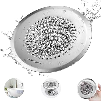 Wokdada Bathtub Drain Hair Catcher, Fast Drainage Shower Drain Hair Catcher, Reversible 304 Stainless Steel Drain Protector for Pop-Up and Regular Drains of BathroomPatented Product