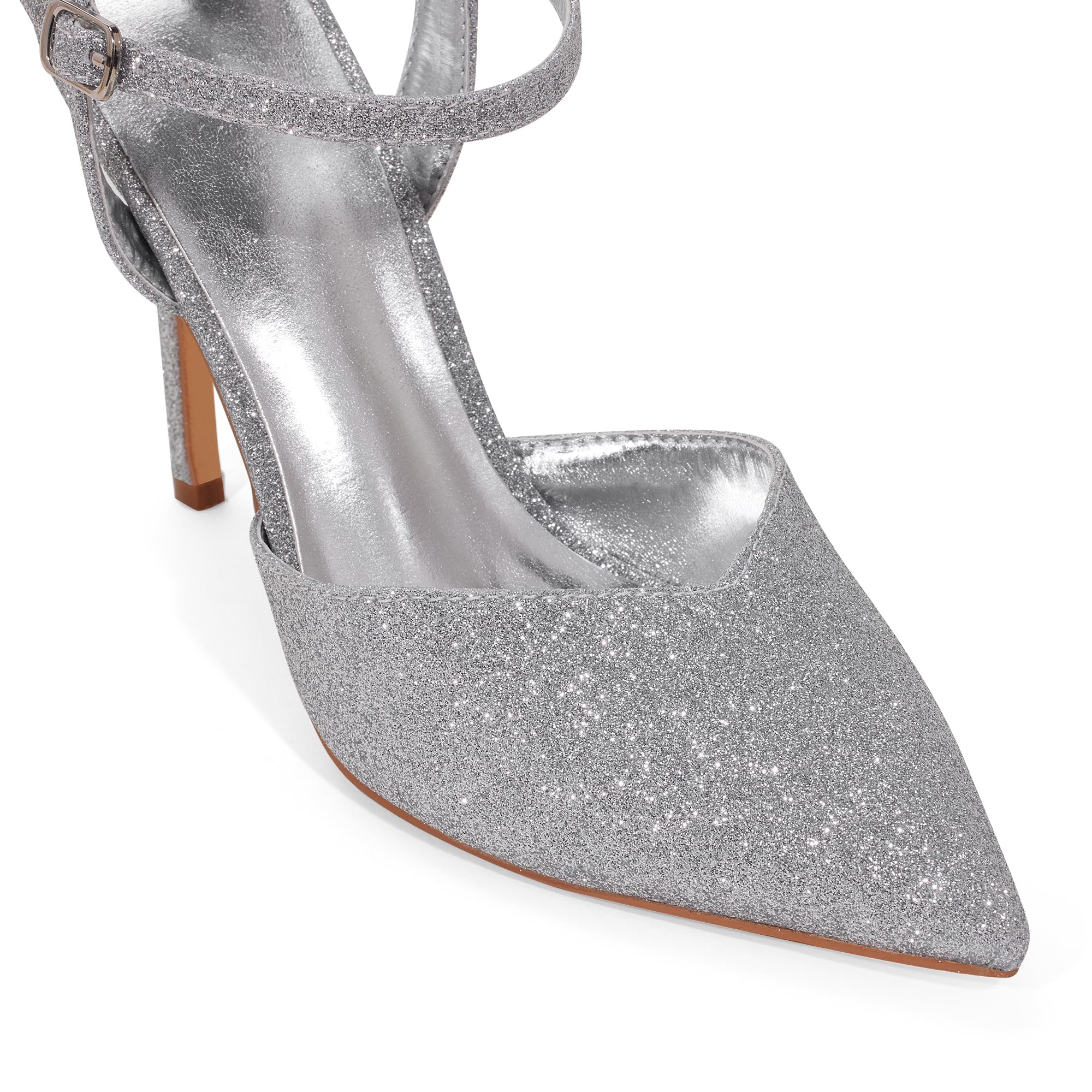 GENSHUO Eleganti Scarpe con Tacco Alto a Punta e Stiletto 10cm, Scarpe da Donna Sexy con Cinturino alla Caviglia per la Sera