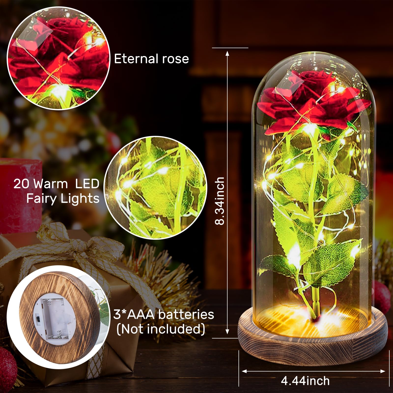 Rosa Eterna Rossa,Regalo Natale Donna,Regali per Moglie,Fidanzata, Madre, Sorella, Cognata, Migliore Amica, Suocera e Amica, Compleanno, Matrimonio,San Valentino Idee Regalo Natale