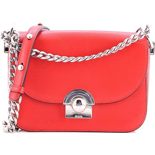 Prada, Pre-Loved Arcade Chain Flap Bag Glace Calf, Red