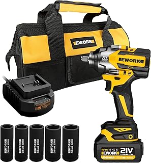 Cordless Impact Wrench 1/2 inch - EWORK 21V Brushless Compact Electric Impact Wrench Max 700 Ft-lbs (950N.m) High Torque I...