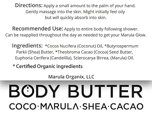 Miniatura 7 de Marula Organix Mantequilla de cuerpo 8oz Rico en antioxidantes hydrating Mantequilla de cuerpo completo con aceite de coco orgánicos Raw Shea y