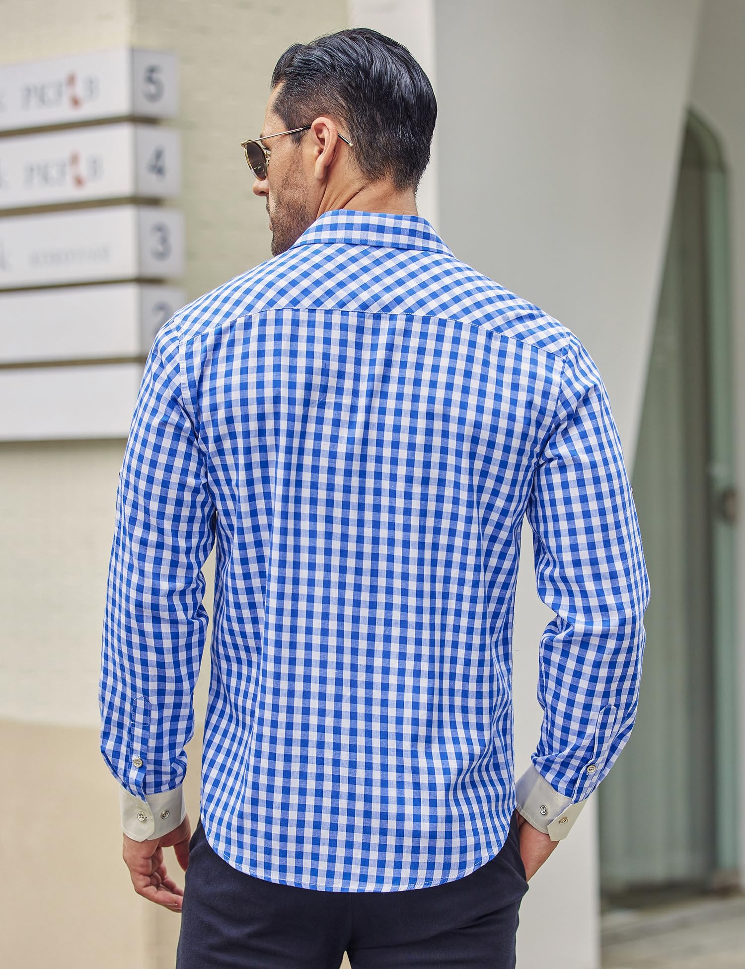 COOFANDY Herren Langarm Trachtenhemd Karriert Oktoberfest Hemd Regular Fit Karohemd Freizeithemd Plaid Shirt Tracht Festhemd Oberteil