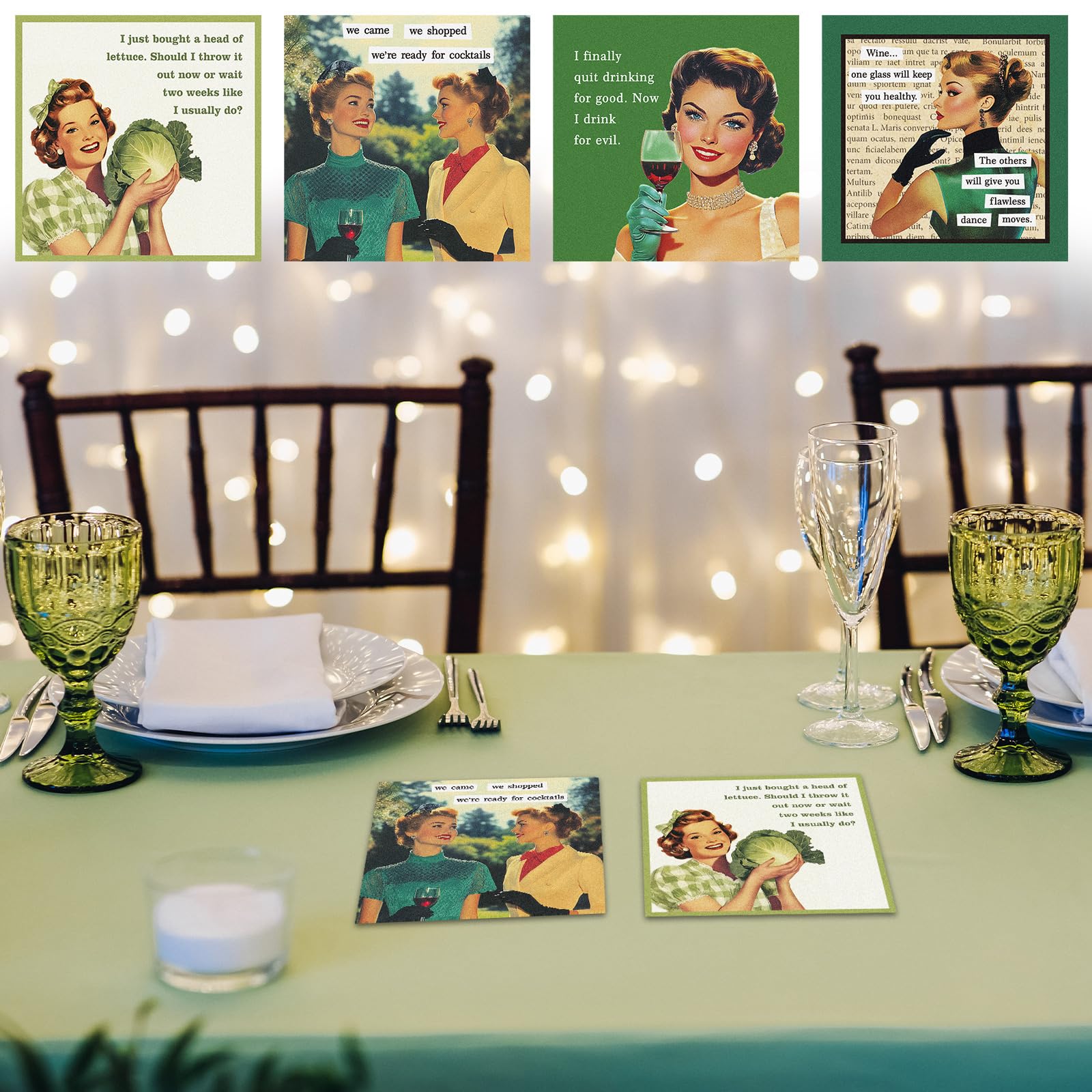 Watersay 100 servilletas de cóctel divertidas con texto en inglés "Call Me", servilletas de cóctel retro para vacaciones, suministros de bar decorativos para adultos, regalos divertidos de Navidad