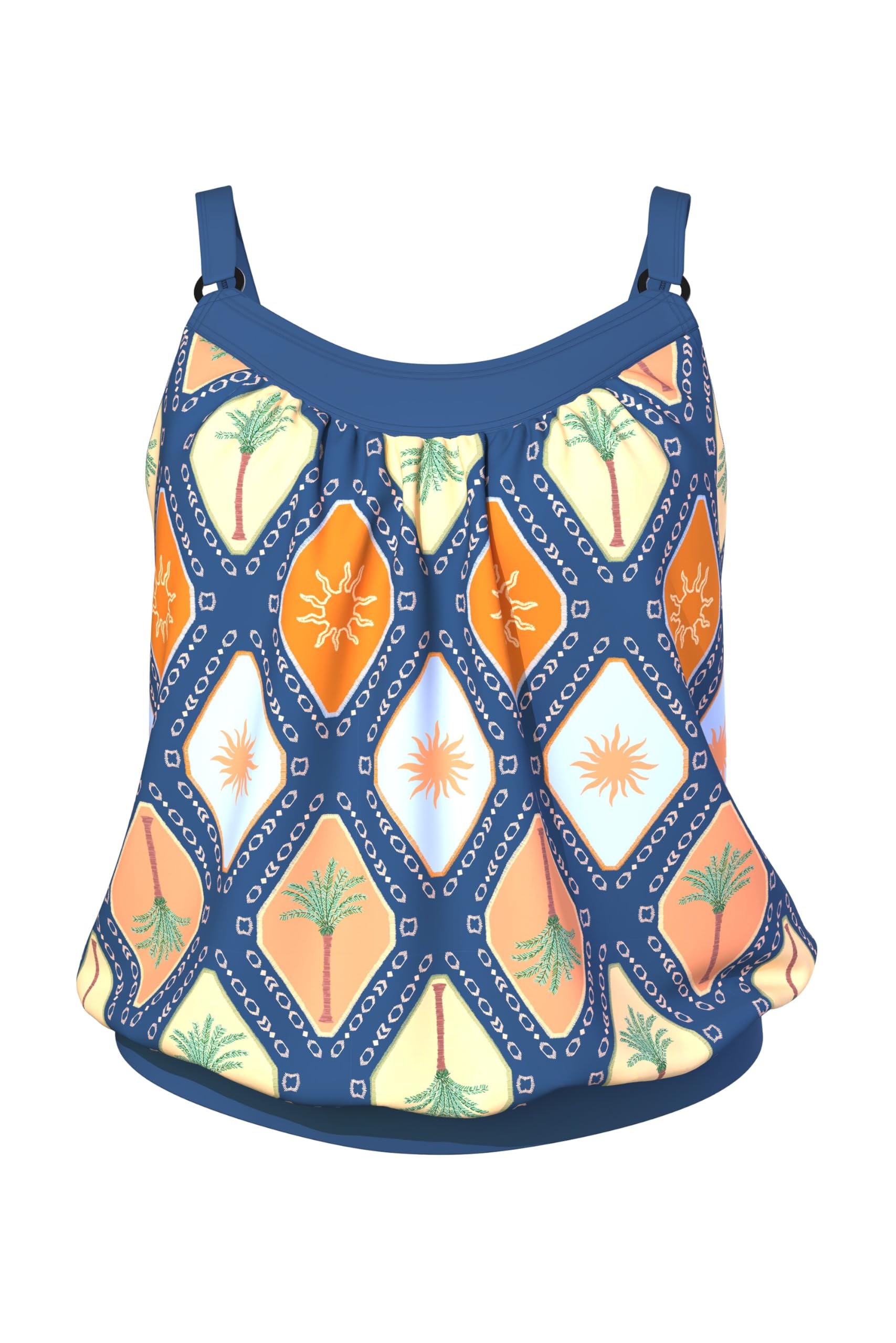 Ulla Popken Damen große Größen Übergrößen Plus Size Tankini, Karo, Elastiksaum, Softcups, Träger verstellbar 836729
