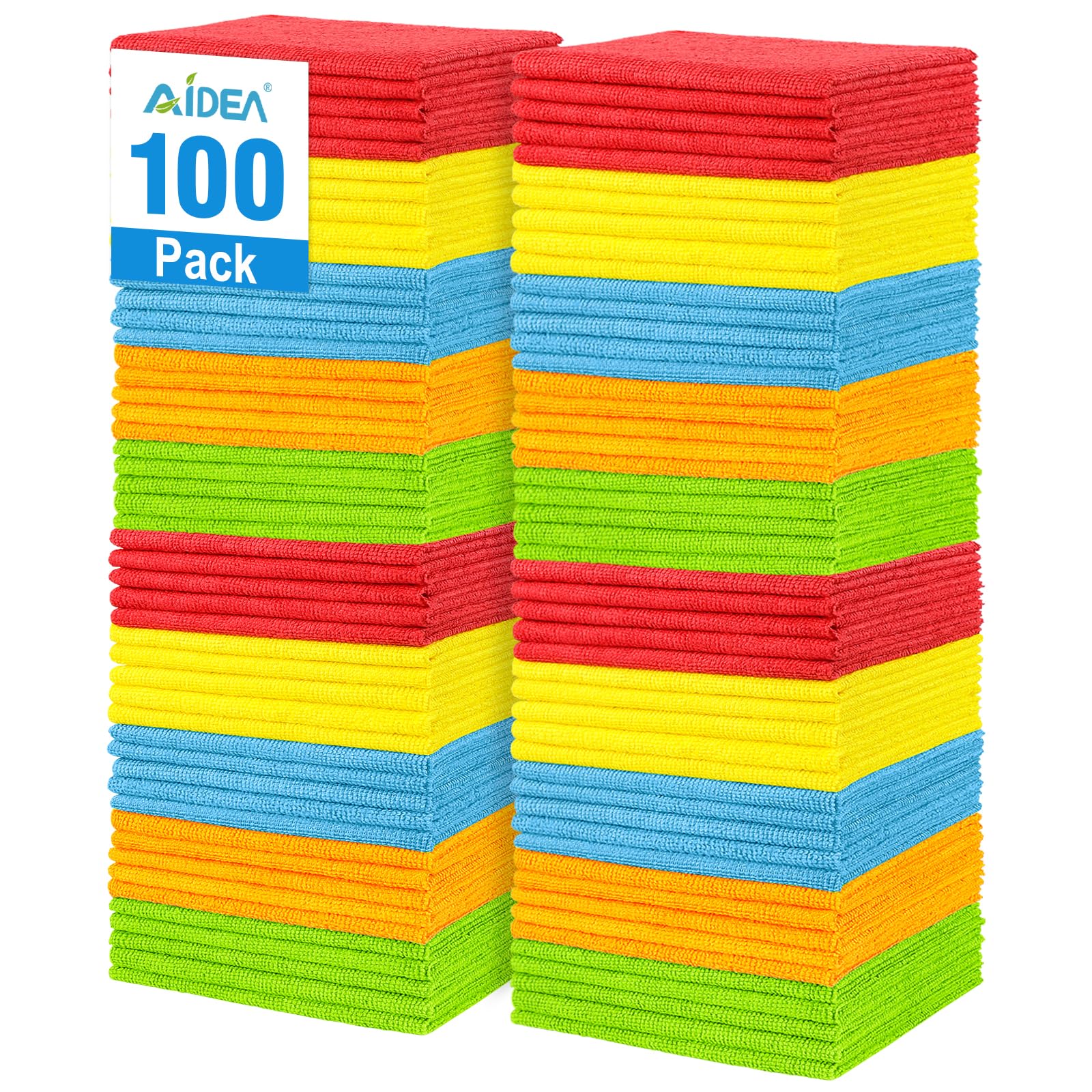 AIDEA Lot de 100 Chiffons de Nettoyage en Microfibre de qualité supérieure - Non Pelucheux, Anti-Rayures - Absorbants - pour Voitures, SUV, camions et Bateaux - 30 x 30 cm