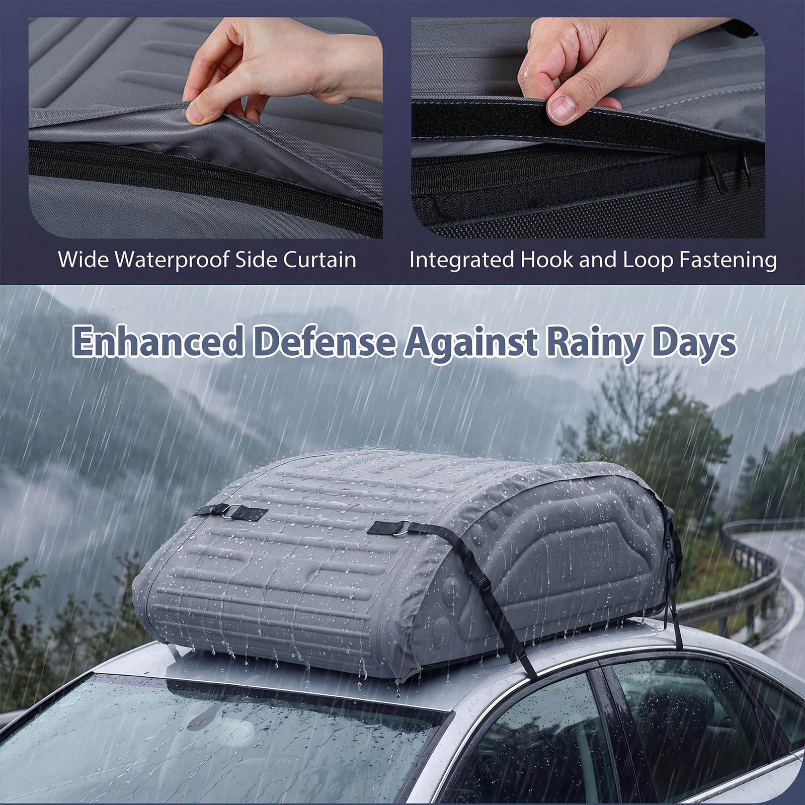 GIANTEX Borsa da Tetto per Auto 400 L, Box Portabagagli in Tessuto Oxford Impermeabile, Design Aerodinamico e Universale, Portapacchi Pieghevole e Antiscivolo con 4 Corde