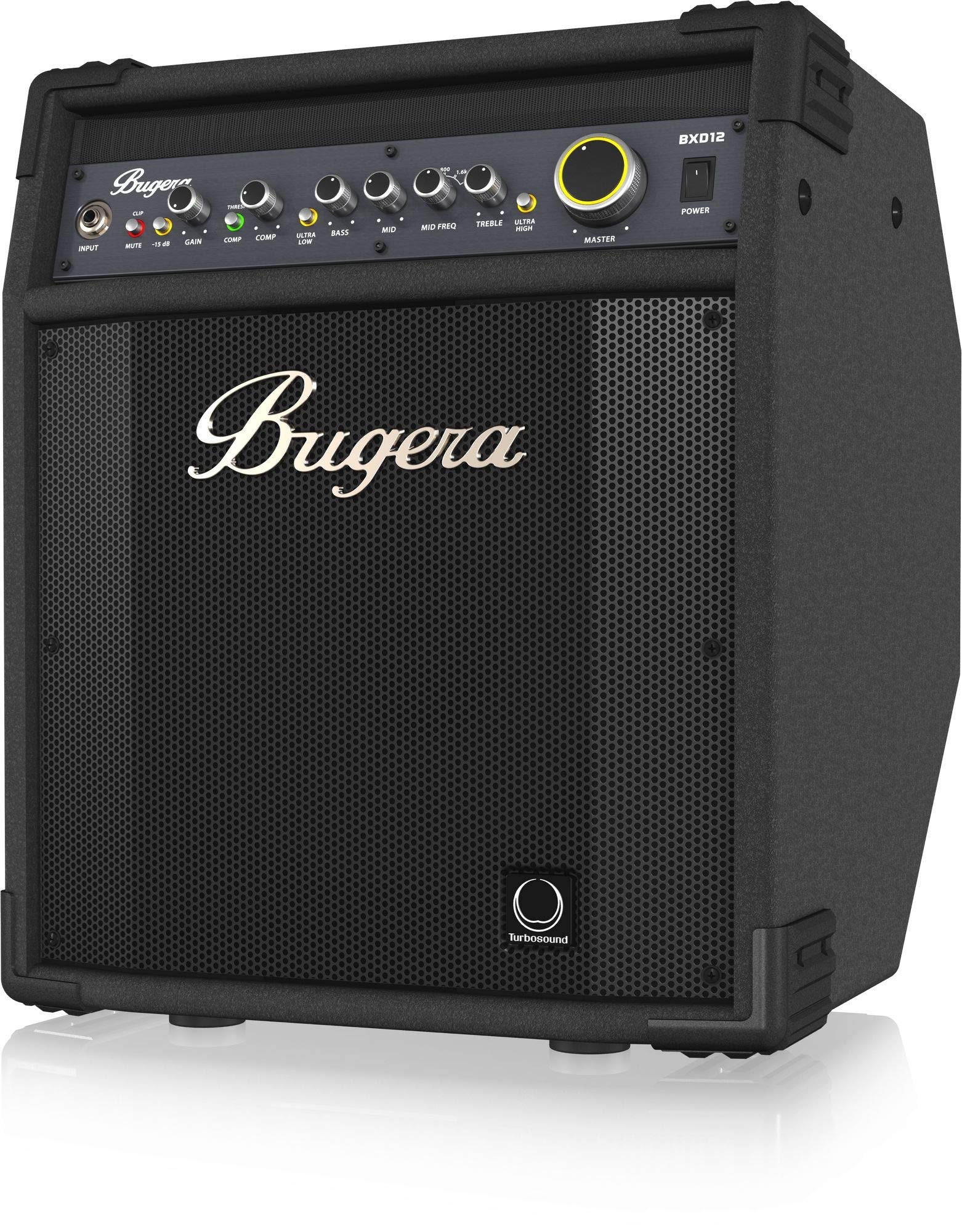 Bugera BXD12 Bassverstärker-Topteil, 1000 W, Class-D, mit 30,5 cm (12 Zoll) Original-Turbosound-Lautsprecher, MOSFET-Vorverstärker, Kompressor und DYNAMIZER-Technologie