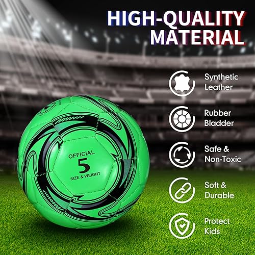 Miniatura 4 de HyDren 2 pelotas de fútbol con inflador, tamaño oficial, para entrenamiento de juegos, operación de Navidad, para interiores y exteriores, regalo