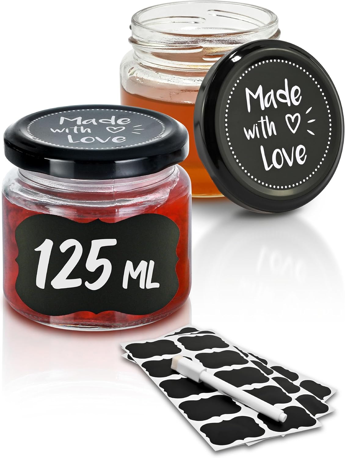 Jam Jars with Lids 125ml/4.40oz 25 Small Glass Preserve Pots with