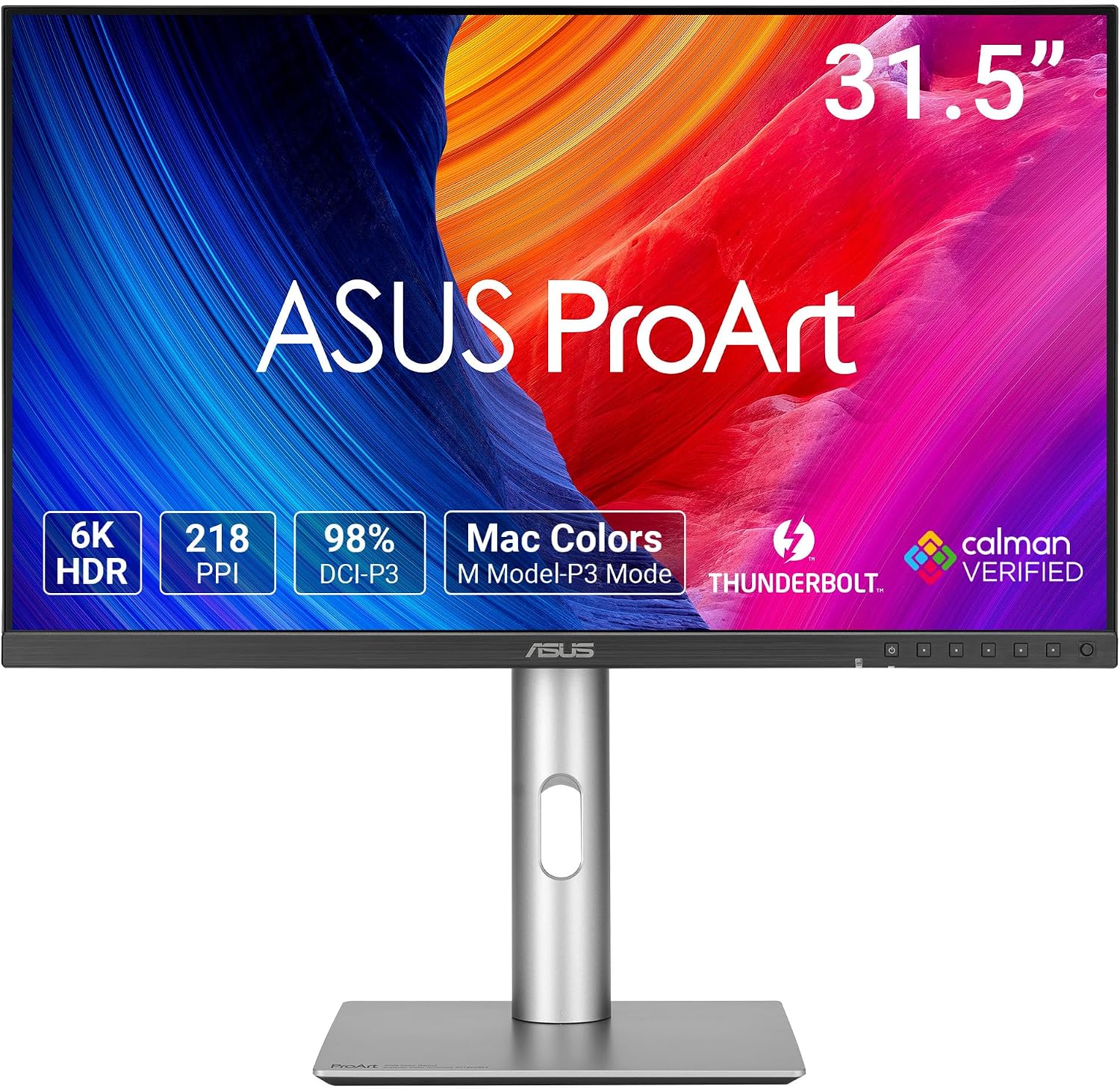 ProArt PA32QCV 32 Inch 6K DCI-P3 Thunderbolt 4 Monitor for Mac | Calman Verified, 98% DCI-P3, Delta E<2, LuxPixel AGLR, MacBook Color Match, Auto KVM, DisplayHDR 600, Ergonomic Stand