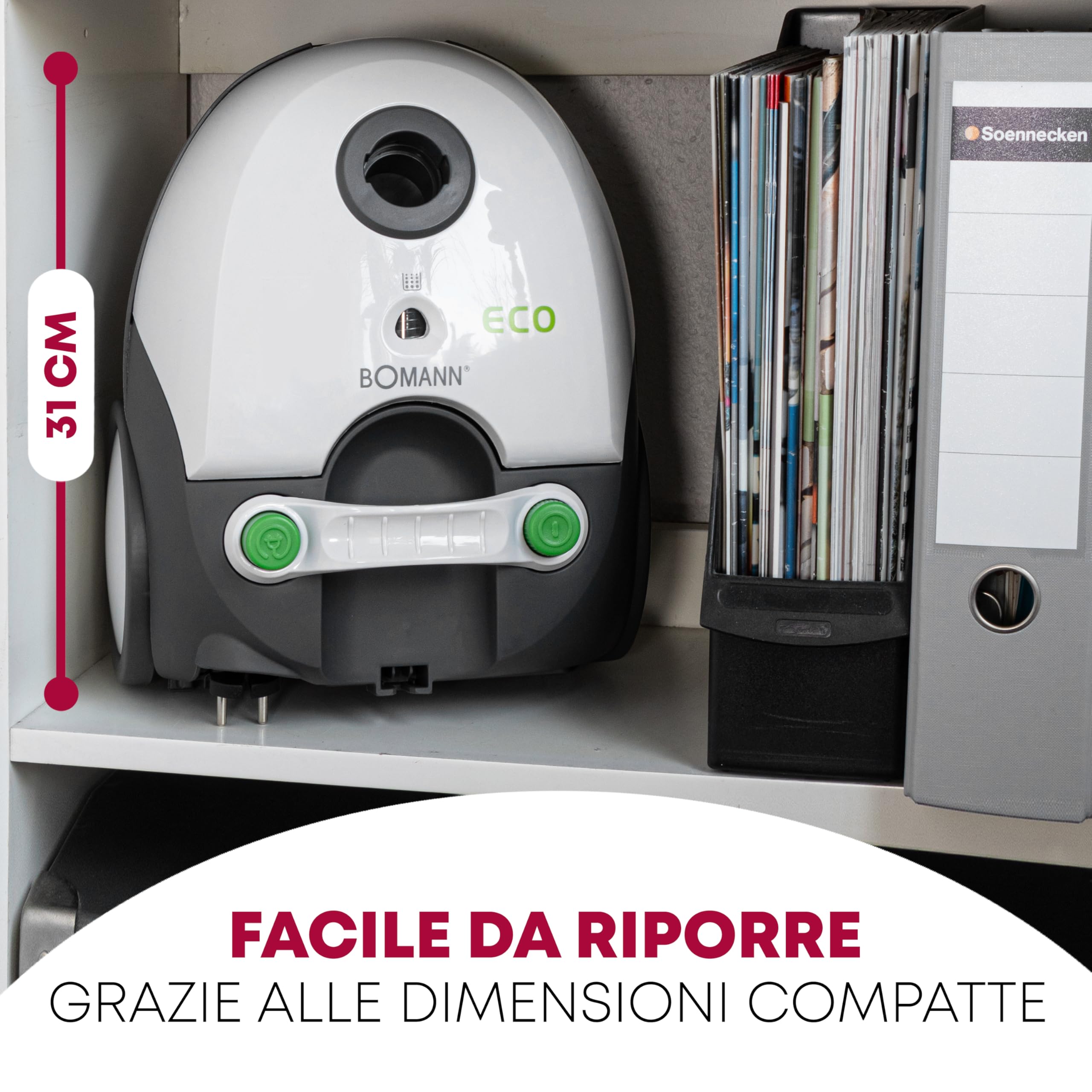 Bomann® aspirapolvere con filo, aspirapolvere, con sacco e sistema filtro 5 livelli - tubo telescopico in acciaio, spazzola pavimenti e bocchetta, 700 W, BS 9019 CB N bianco