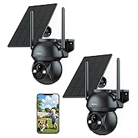 Xega 2 Pezzi Telecamera WiFi Esterno Senza Fili 2,4GHz, HD PTZ Telecamere con Pannello Solare Batterie