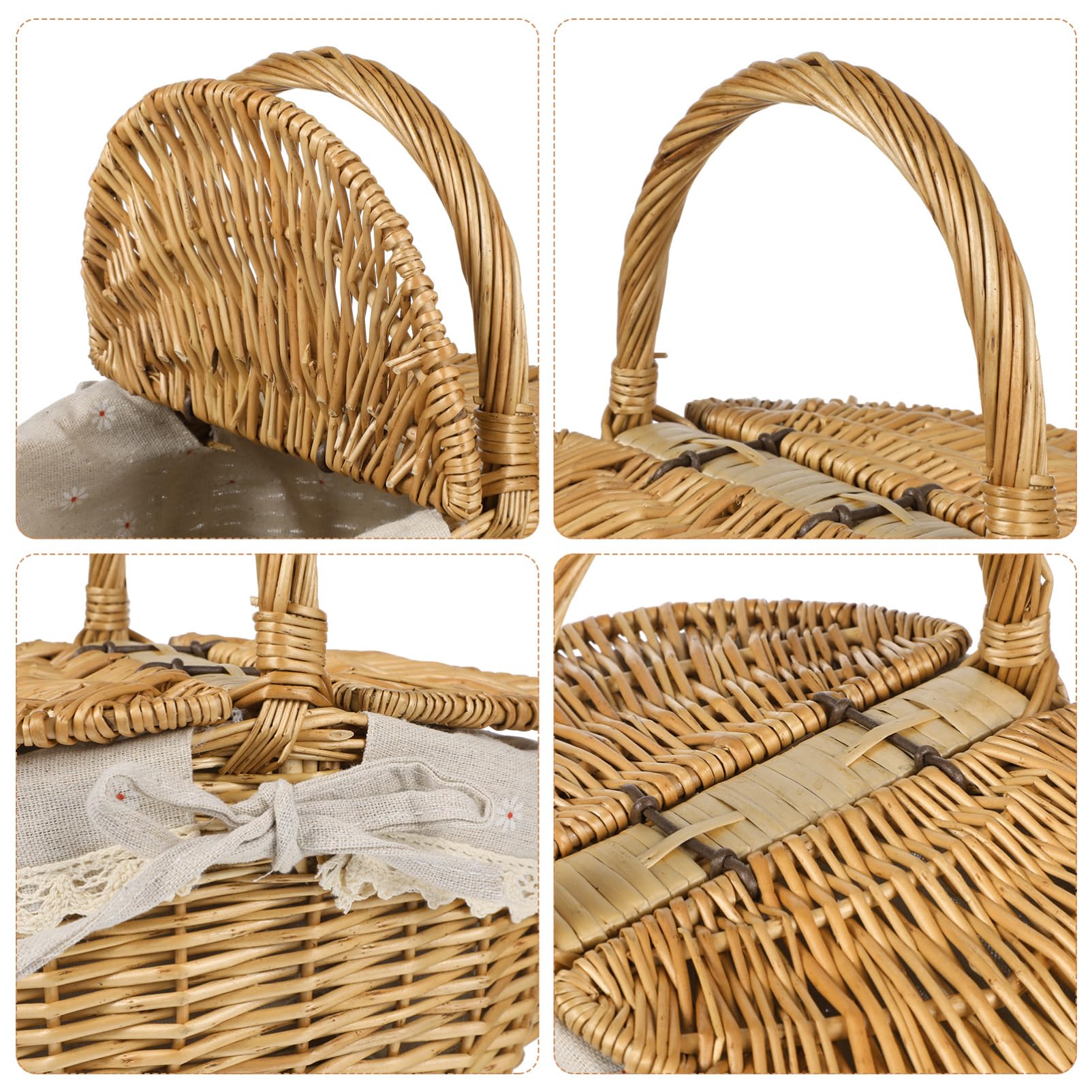 Toddmomy Geflochtener Rattan Picknickkorb Mit Deckel Ovaler Aufbewahrungskorb Für Garten Obst Und Weine Vielseitiger Tragekorb 7X10X6 Zoll
