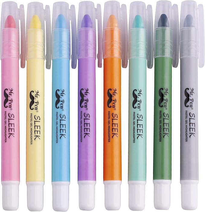 Mr. Pen Bible Highlighters, Pastel Gel 8 Pack, Assorted Colors