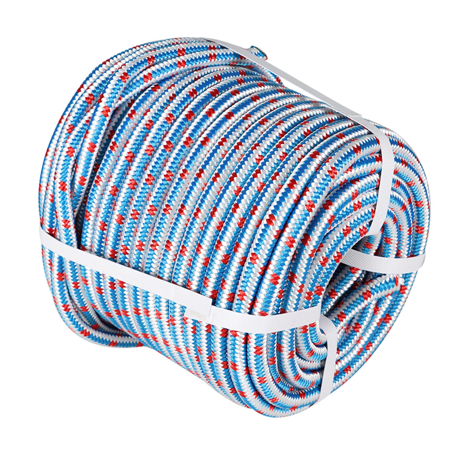 mitoharet 1/2Inch x 100FT Arborist Tree Rope 16 Strand Braided,Blue/White/Red