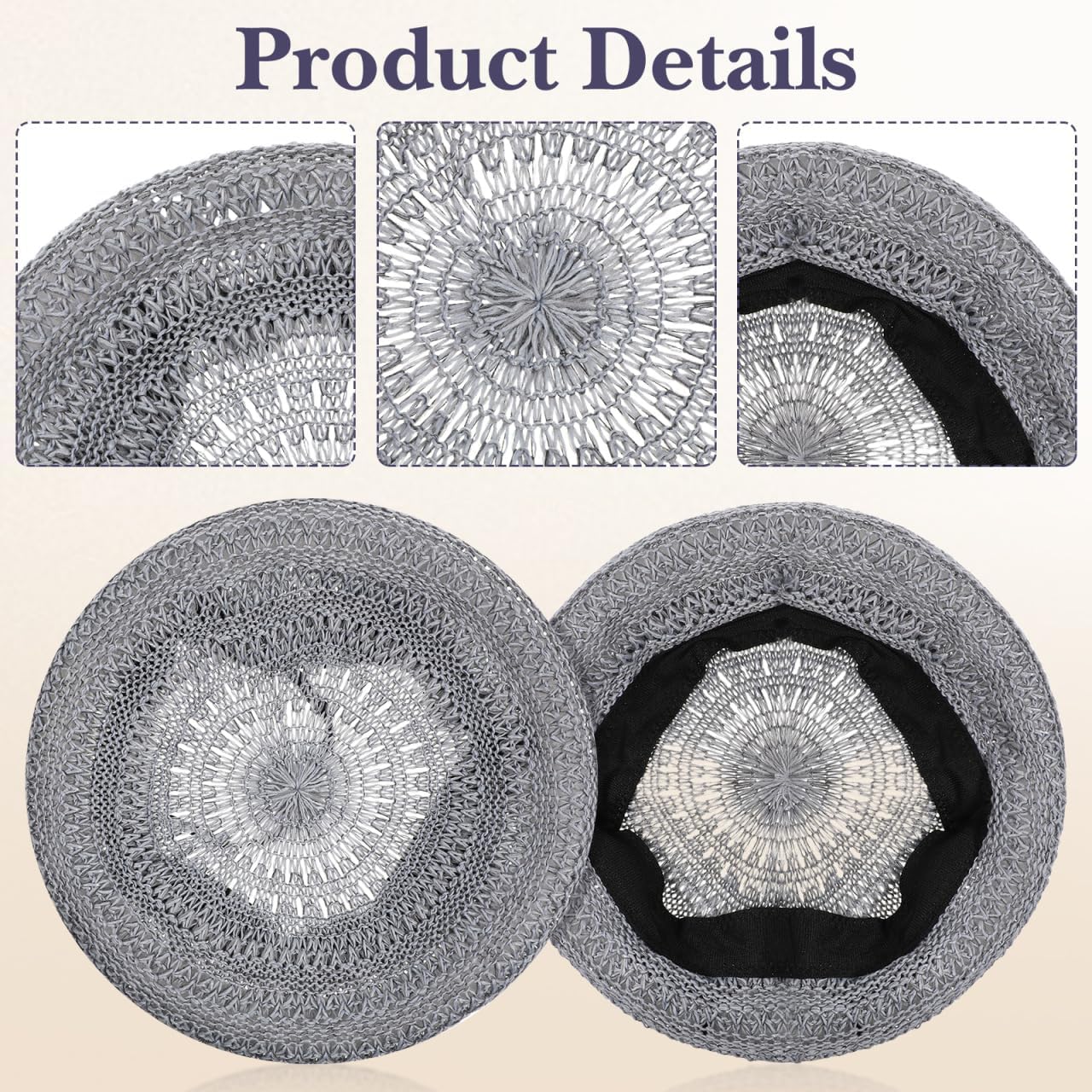 Crochet Beret Hats Summer Beret Women Woven Berets Women Bohemia Hat Crochet French Berets for Women Girls - Image 3