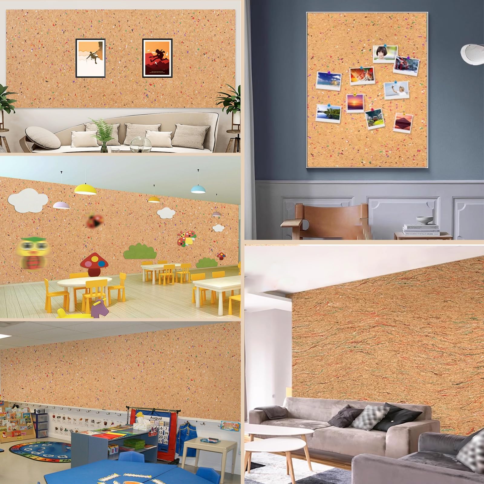 Tablice korkowe Rolka Tablicy Korkowej/tablic Ogłoszeniowych, Arkusze Korkowe DIY Do Ekspozycji Dekoracji Ściennych, Tablica Z Pinezkami Do Zdjęć W Biurze/szkole(3pack,4'x18.8' (1.2x5.7m))