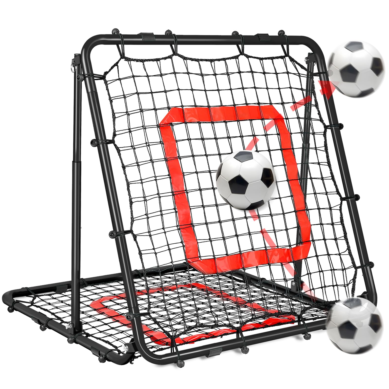 BaseGoal Filet de Rebond Football, Ajustable Angle Réglables Rebondisseur de Football Pliable avec Filet Double Couche, Convient pour Entraînement et Plus Varié Enfants et Adolescents