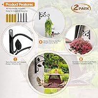 Vista 2 de KABB 2 soportes de metal para colgar plantas, soporte de pared de hierro de 12 pulgadas, duradero, resistente al óxido, gancho para colgar plantas