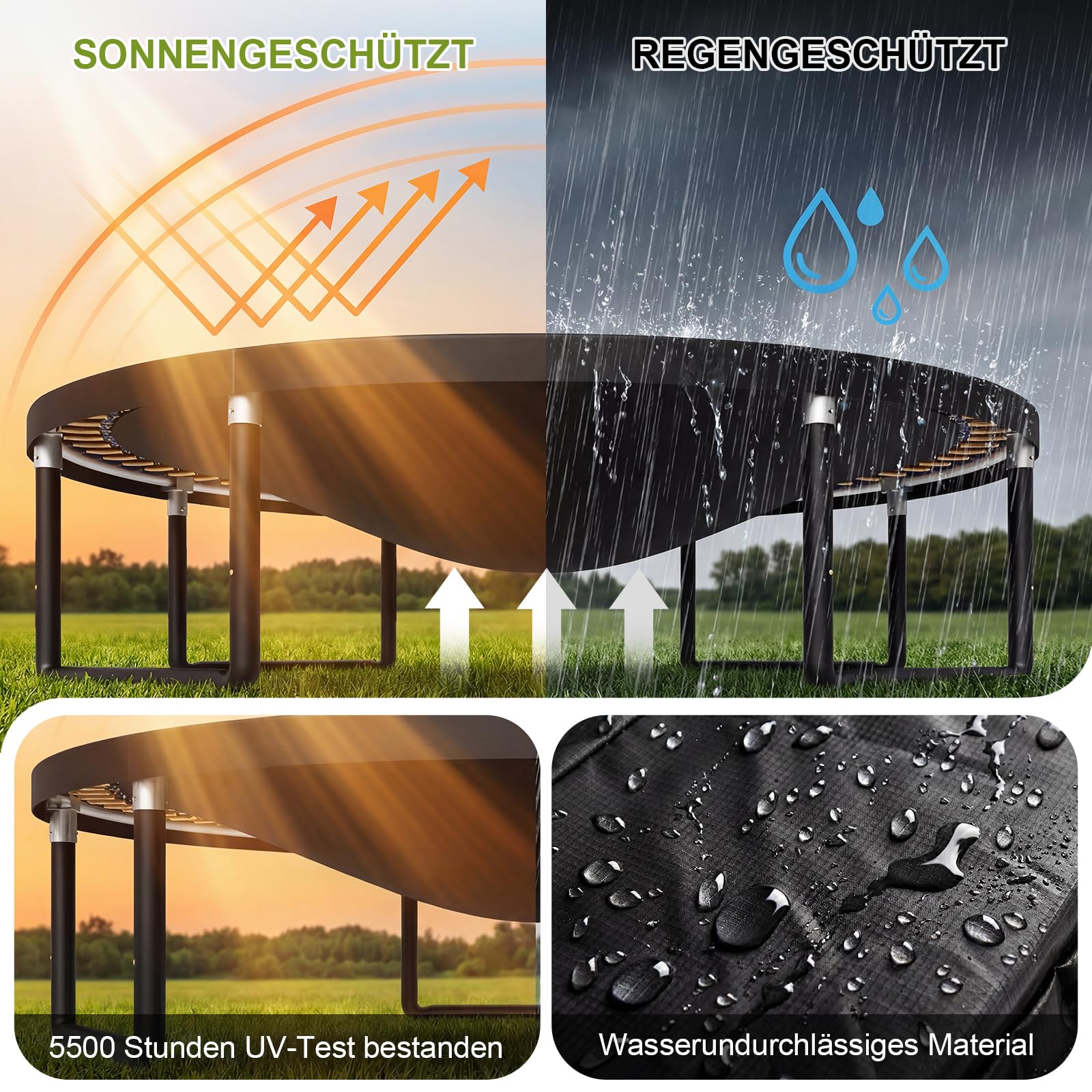 Devoko Trampolin Outdoor Ø 228/305/366/427/488 cm, GS-Zertifikat, Kindertrampolin Gartentrampolin mit Sicherheitsnetz, Rundes Riesentrampolin mit Leiter und Schuhbeutel