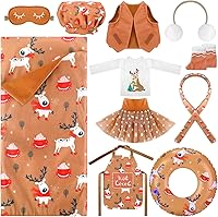 Vista 11 de Kacctyen 11 piezas de accesorios navideños incluyen saco de dormir navideño, delantal, sombrero de chef, bufanda, anteojos, almohada, máscara