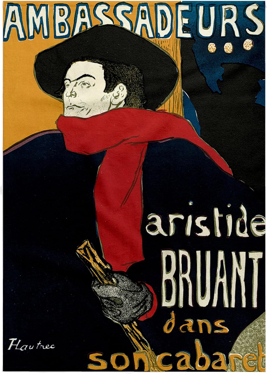 3dRose Vintage Art Nouveau Ambassadreurs Aristide Bruant Poster 22x30 Bath Hand Pool Towel