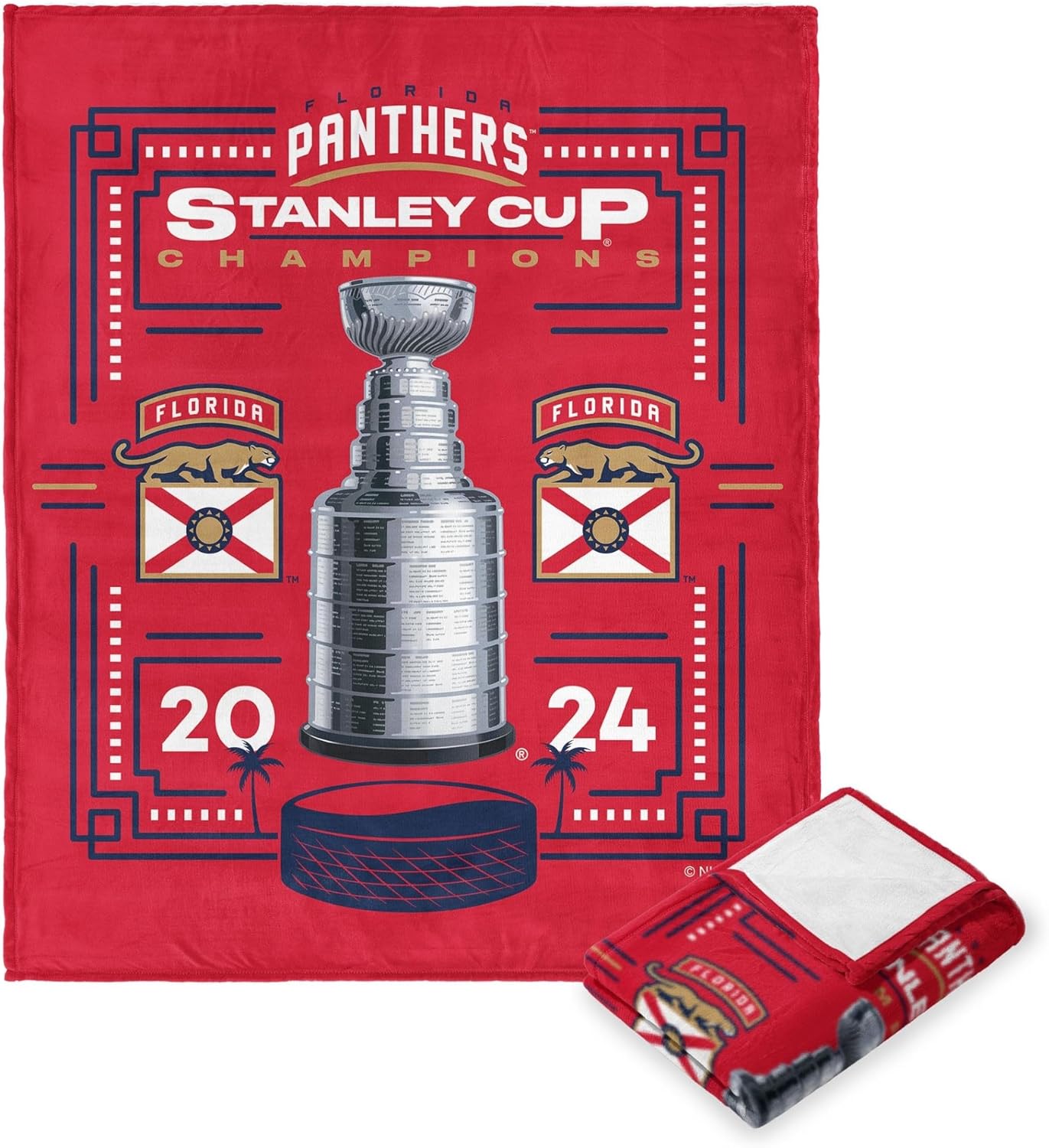 NORTHWEST NHL Florida Panthers Stanley Cup Champions 2024 Silk Touch Throw Blanket, 50" x 60", Dynamic