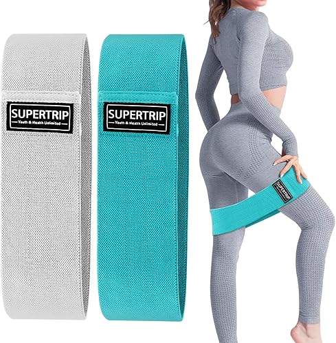Supertrip Bandas de resistencia de tela para piernas y glúteos, antideslizantes, para mujereshombres, bandas elásticas para entrenamiento, fitness,