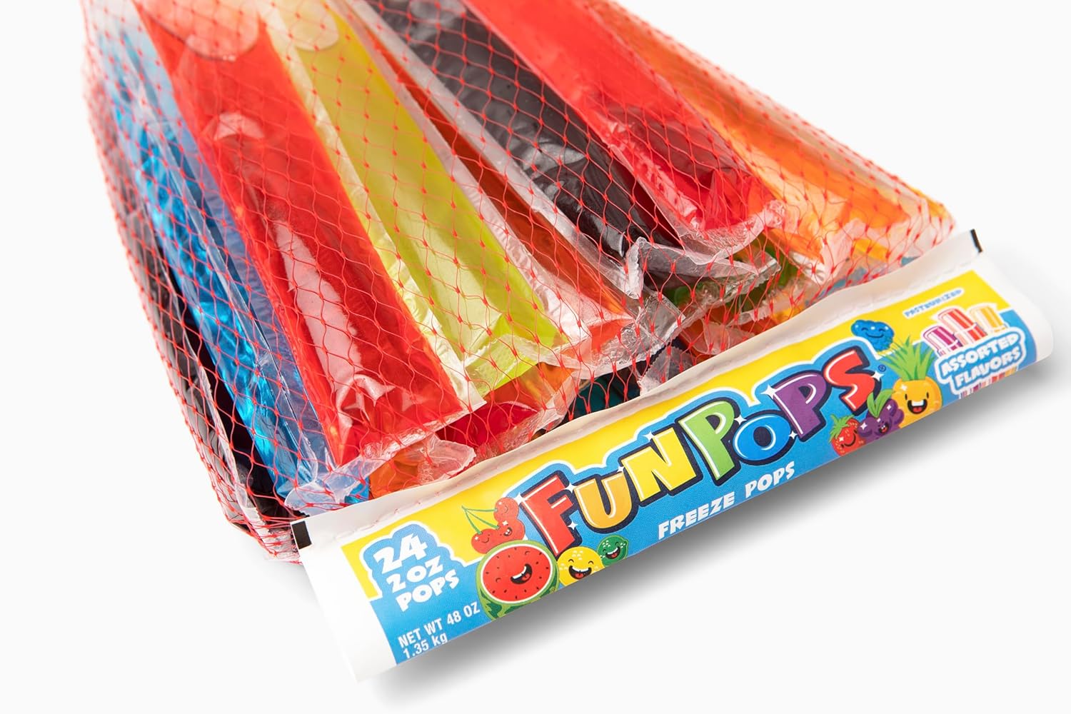 FunPops Frozen Ice Pops, 24Fruit Flavored Freeze Pops, Frozen Summer Snack For All