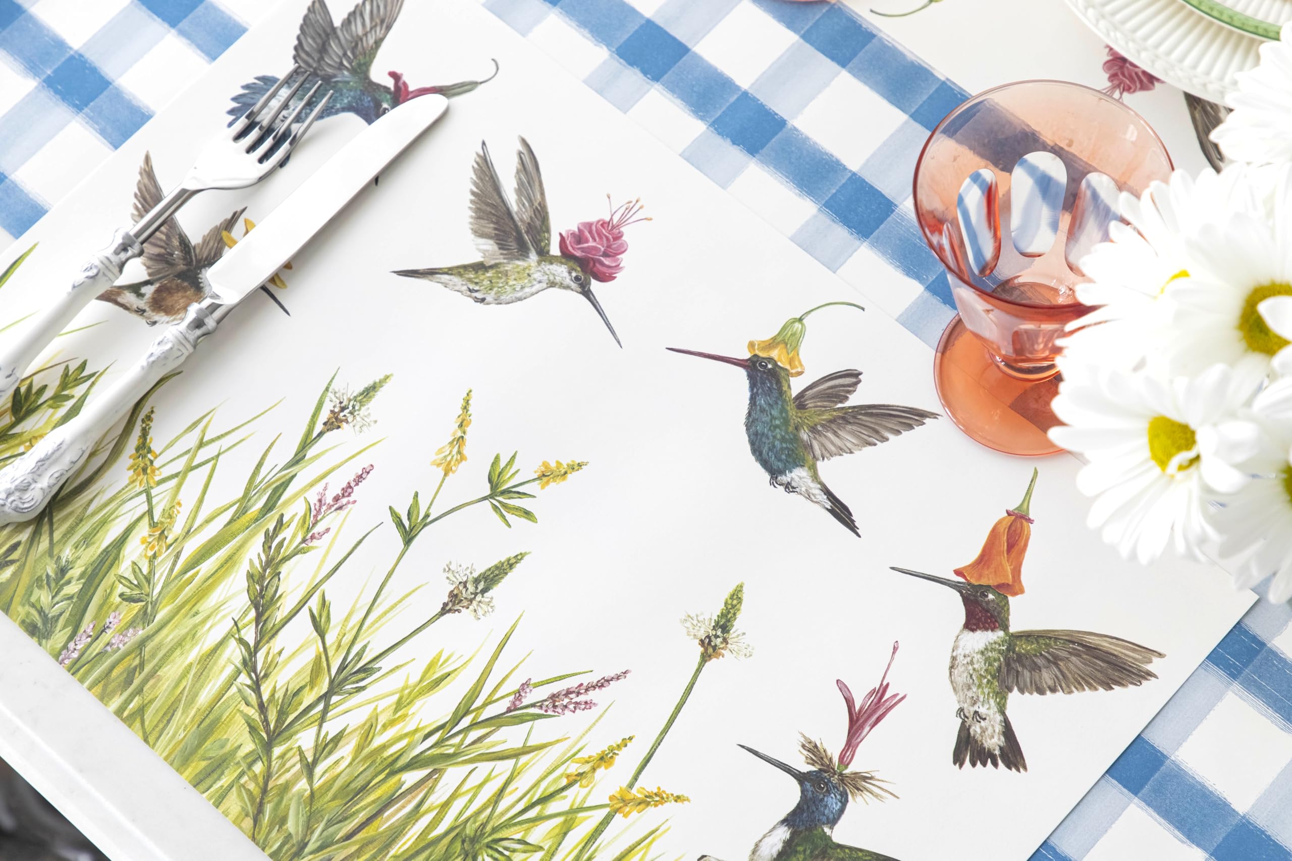 Kitchen Papers Colibrí de papel Mantel Set / 30 hecho americano 18.5"X12.5" Multicolor