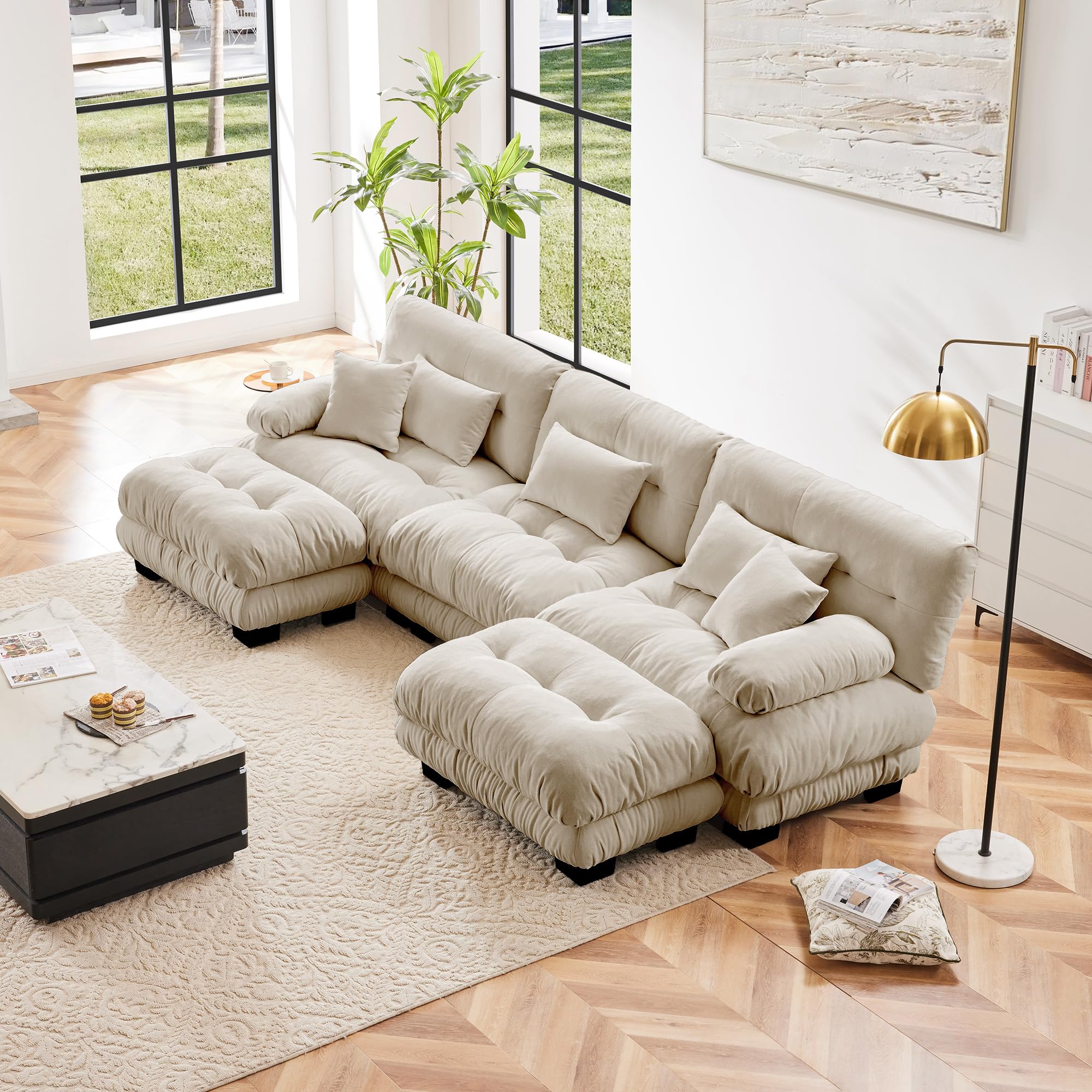 Amazon.com: Luxury Modular Sectional Sofa Couch with 2 Ottomans