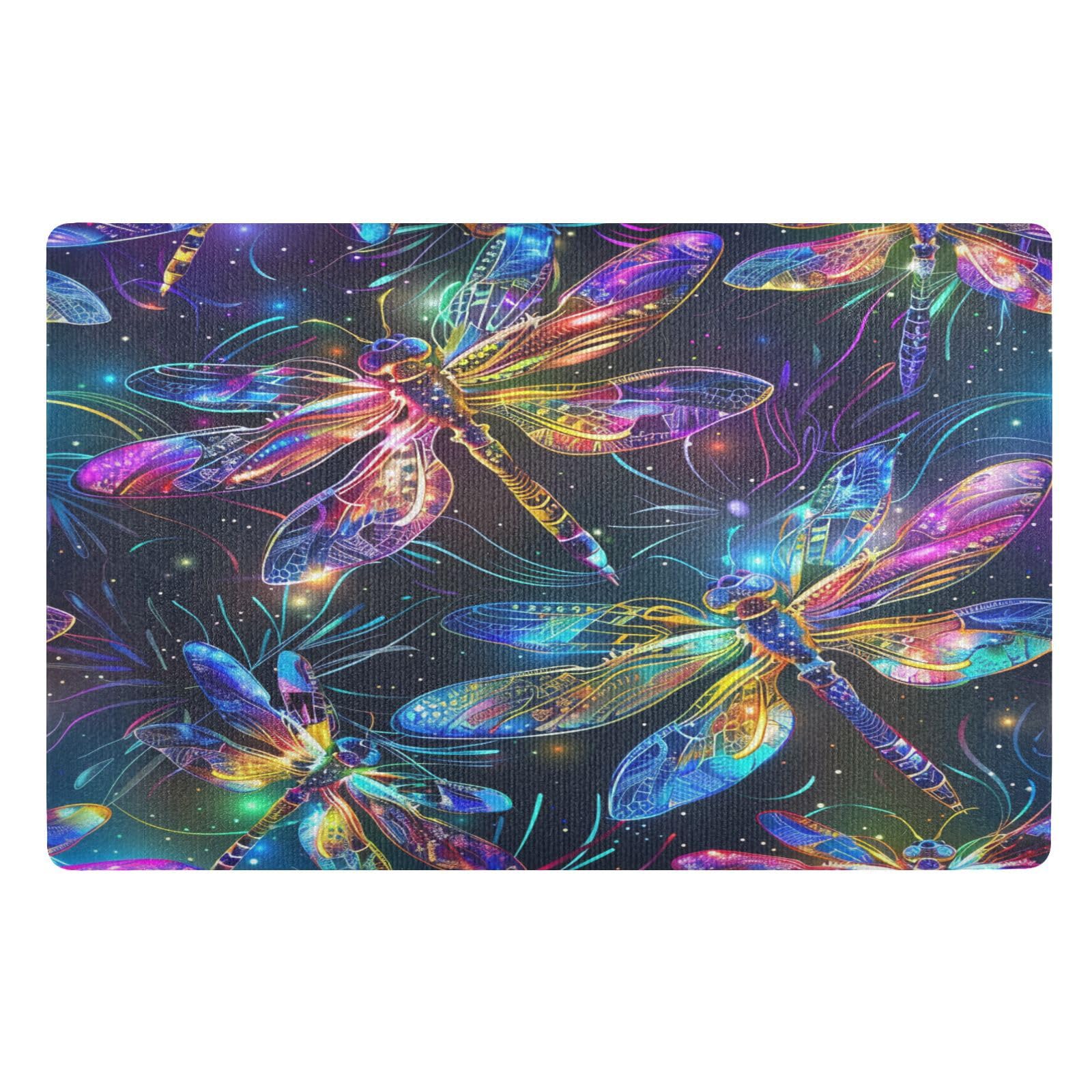 MUKJHOI Funny Welcome Mats, 32"x20" Front Door Mat for Outdoor/Indoor Entrance Dragonfly (2) Entryway Rugs Home Farmhouse Balcony Patio Decor