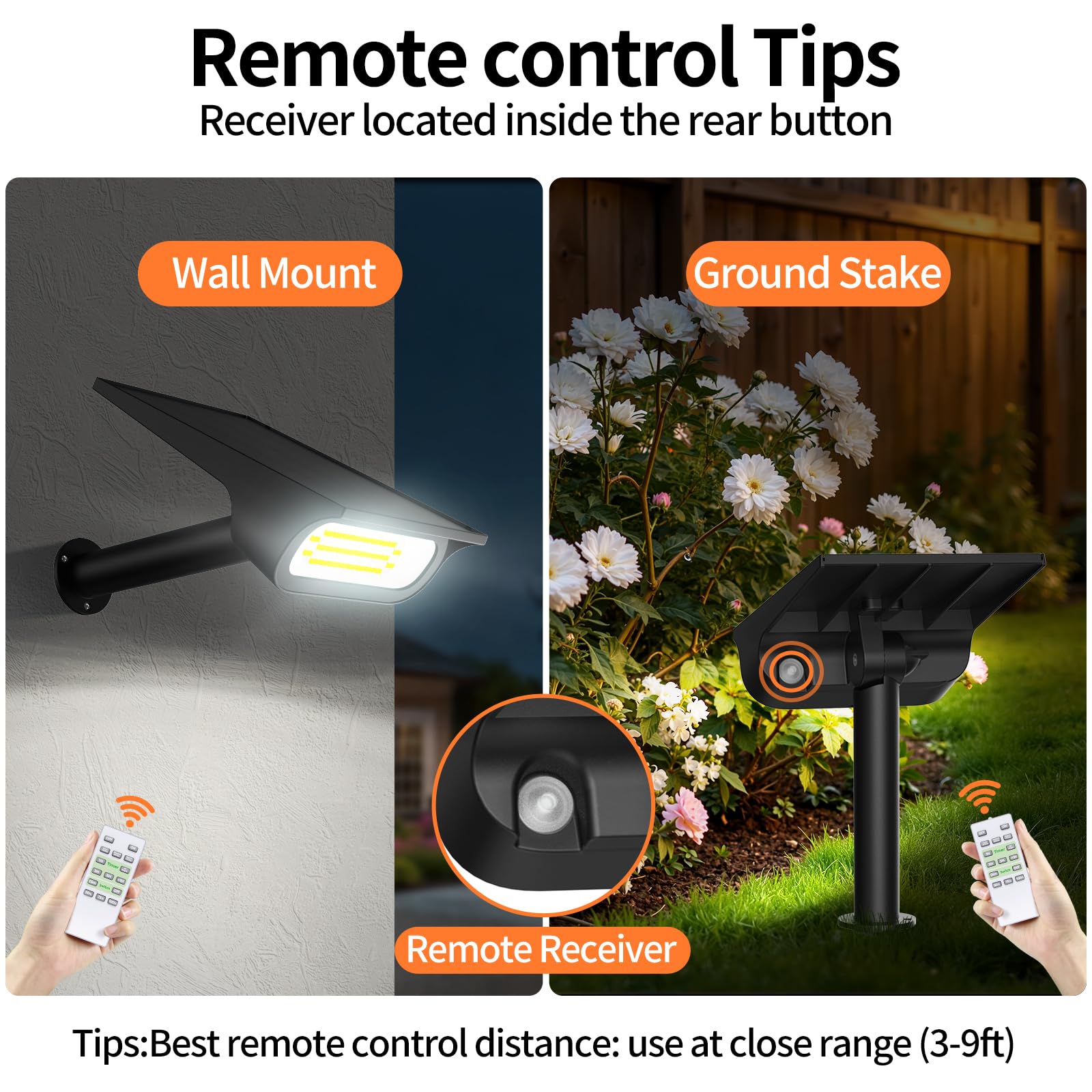 intelamp Luce solare da giardino, 3 temperature di colore | Faretti solari per esterni, IP65, impermeabili, per vialetti, terrazze, alberi, pareti, recinzioni, vialetti