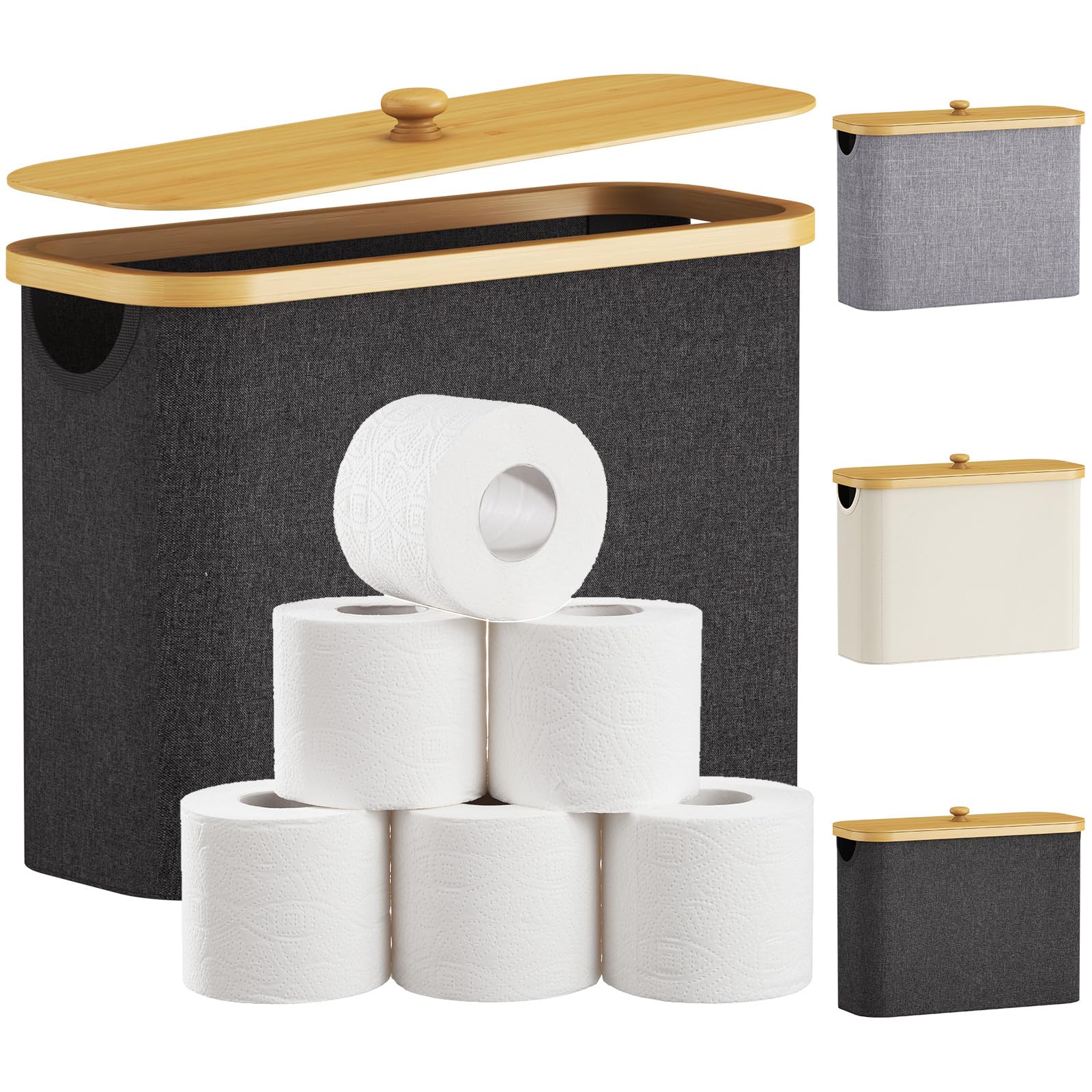 OrganiHaus Set di 3 Cestini Intrecciati per Scaffali, Organizer Decorativi per Armadio e Bagno, Cestini Multiuso per Casa e Giocattoli – Grigio a 3