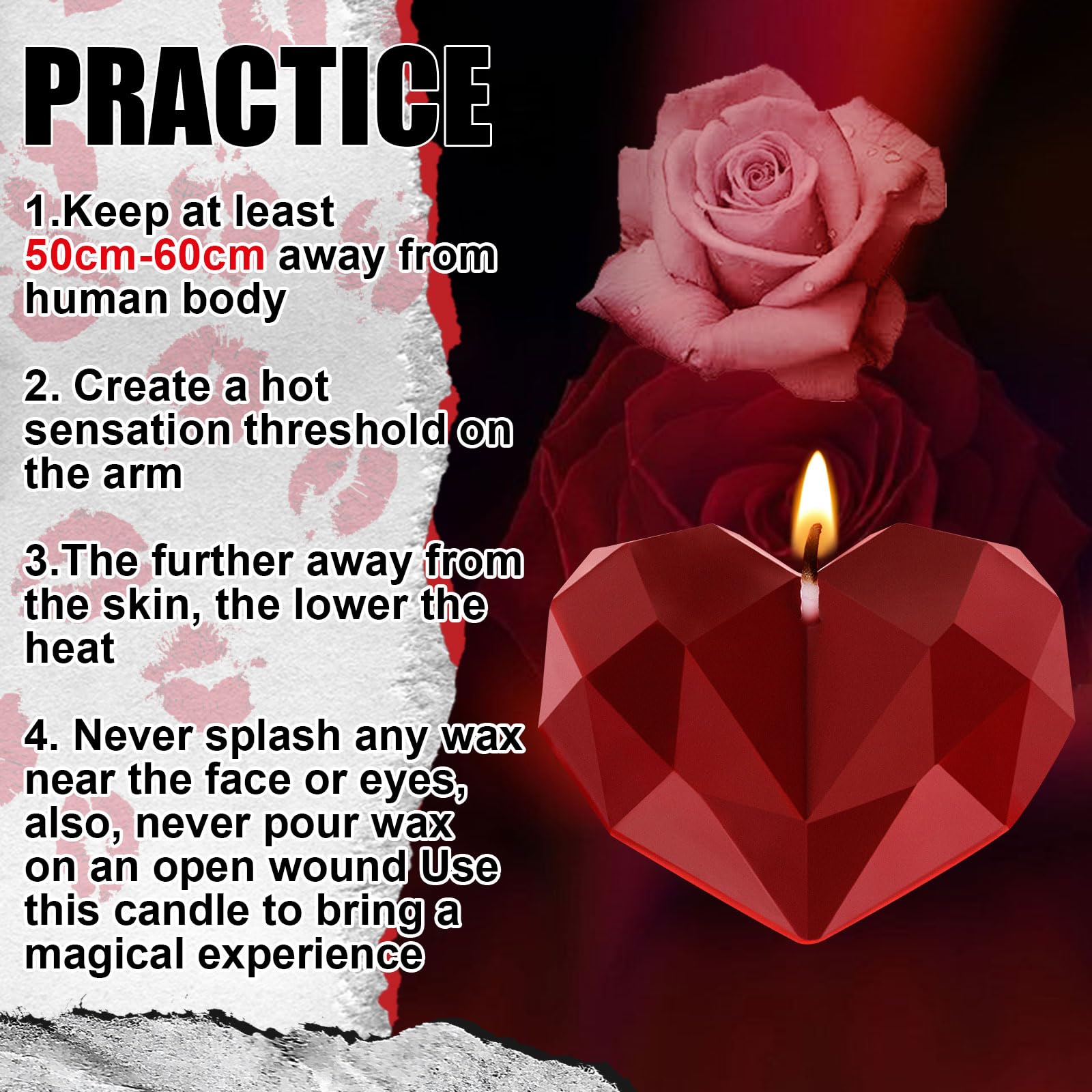 Tisancy 6 Pcs Low Temperature Candles, Romantic Valentine's Day Gifts Candles, Body Safe Wax Low Heat Dripping Play Smokeless Unscented Tea Lights for Valentine's Day Anniversaries Decor(Red, Heart): Red Large 3D Heart