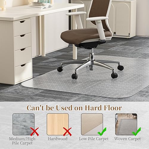 Vista 27 de Office Chair Mat for Carpet, 36" X 48" X 0.09" Desk Chair Mat for Carpet Floors, Clear and Thick Rolling Computer Chair Mats with Non-Slip Studded