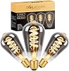 E27 Vintage Light Bulbs: ST64 Edison Screw Bulb 4W 200LM - Decorative Spiral LED Filament, Warm White Lighting 2700K Retro Lamp Non-Dimmable, 25W Equivalent, Smoke Gray Glass, Pack of 3 [Energy Class G]