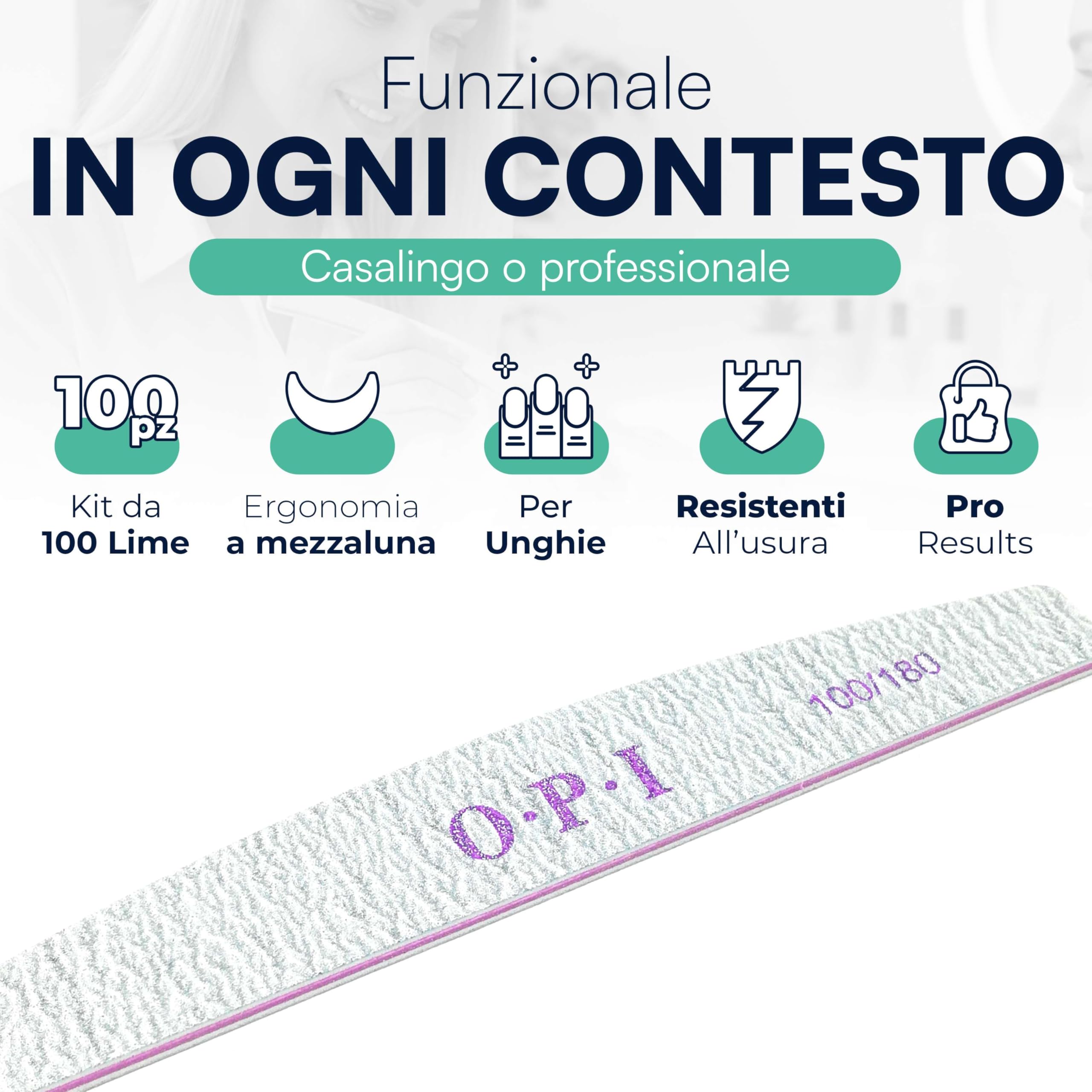 TEMPO DI SALDI Set 50 Lime per Unghie 100 180 Bilaterali a Doppia Grana, Lima per Unghie Professionale, Limetta Curva ideale per Nail Art e Set Manicure