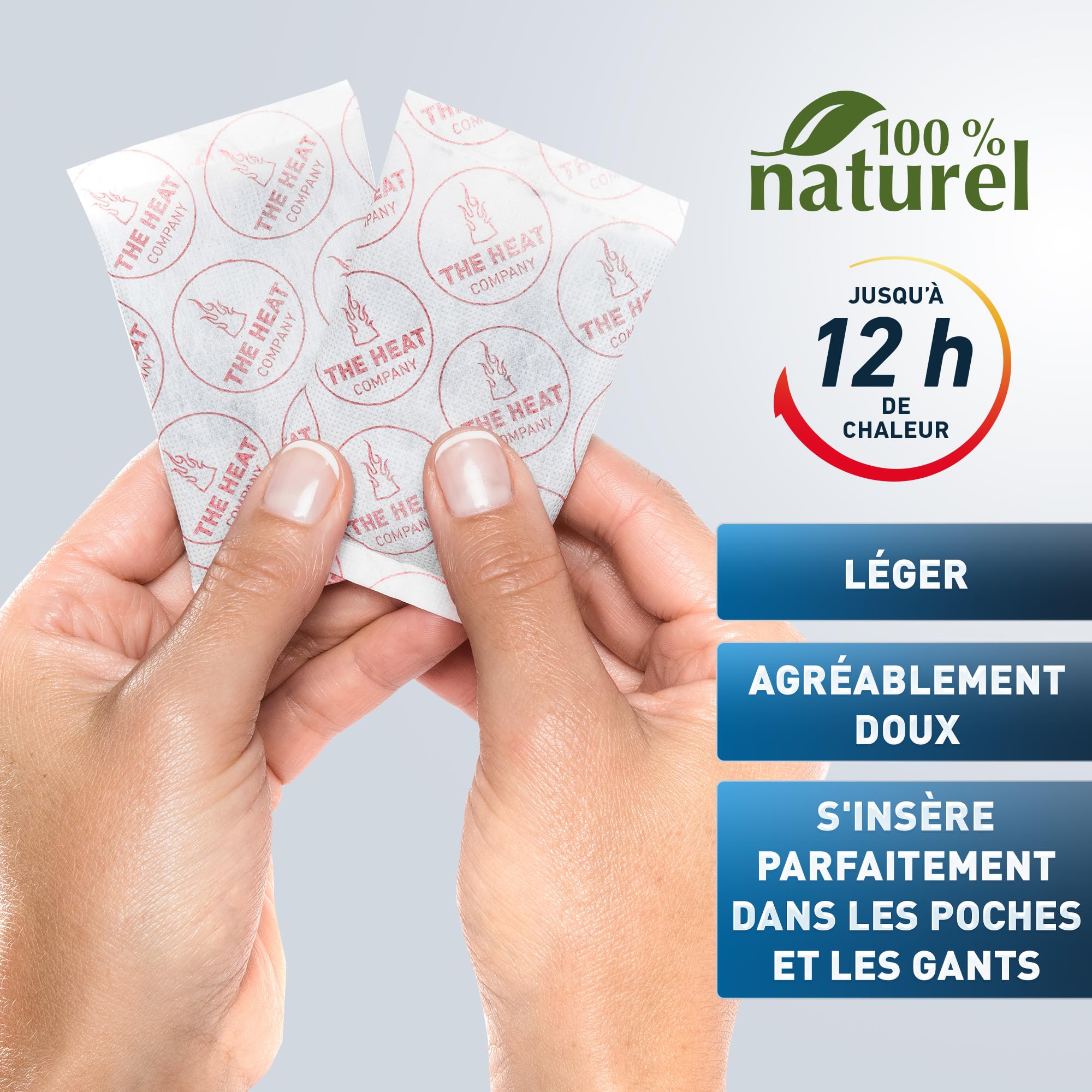 THE HEAT COMPANY Chauffe-Mains - 10 ou 40 Paires - Extra Chaud - Chaufferettes Mains - 12 Heures de Chaleur - Chaleur immédiate - autochauffante - purement Naturel