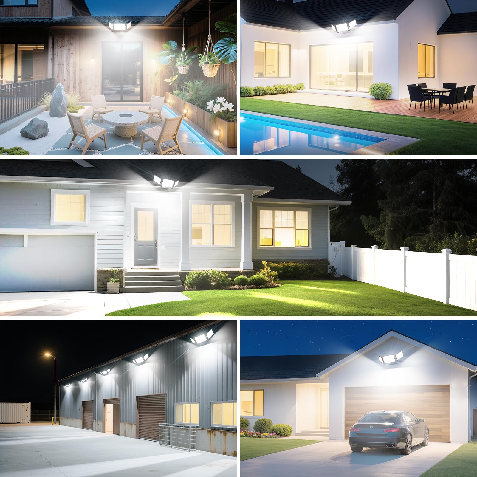 papasbox Reflektor zewnętrzny LED, 200 W, do ogrodu, garażu, na boisko sportowe