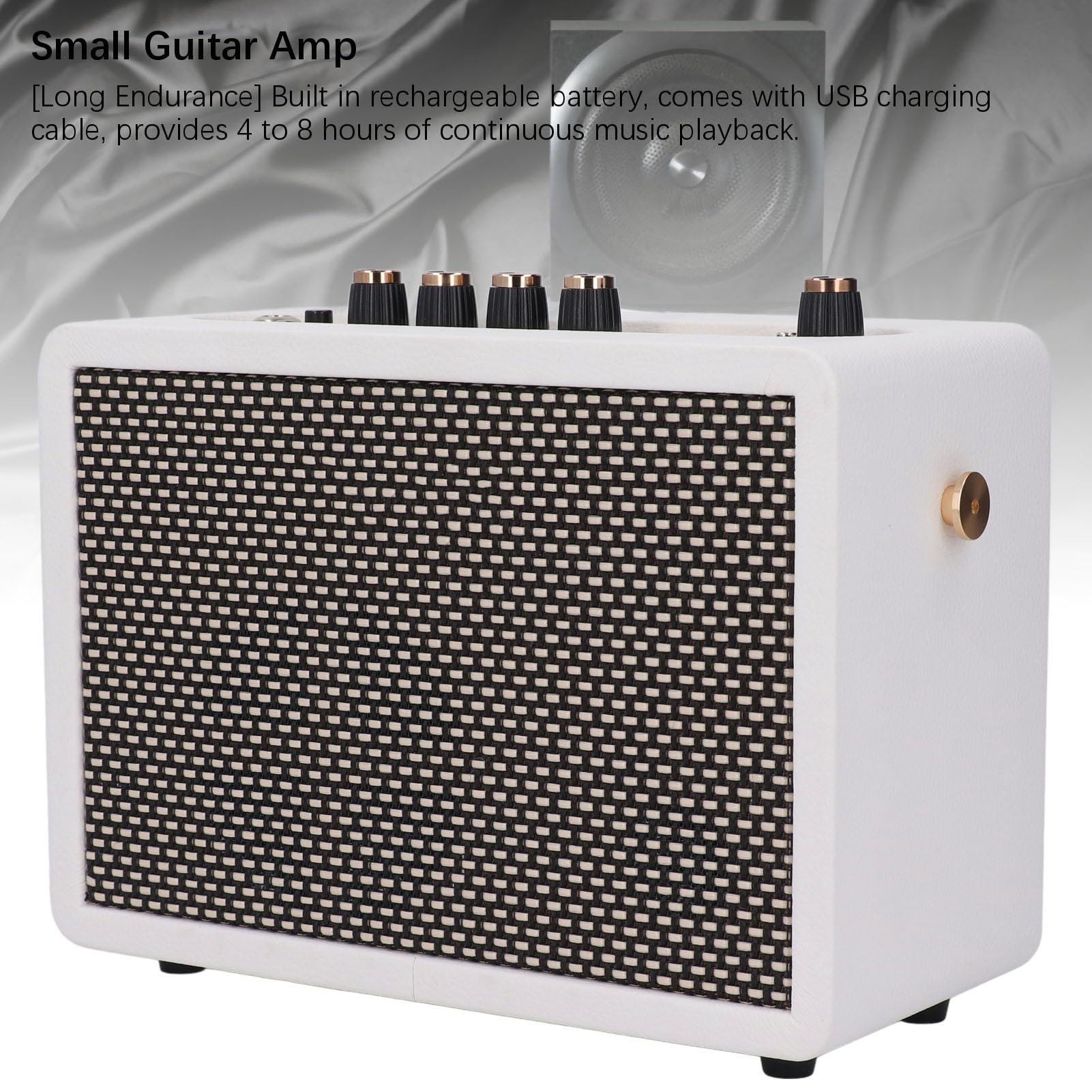 Kadimendium Piccolo Amplificatore per Chitarra Elettrica Portatile a Doppio Canale da 10 W per Chitarristi in Legno di Faggio