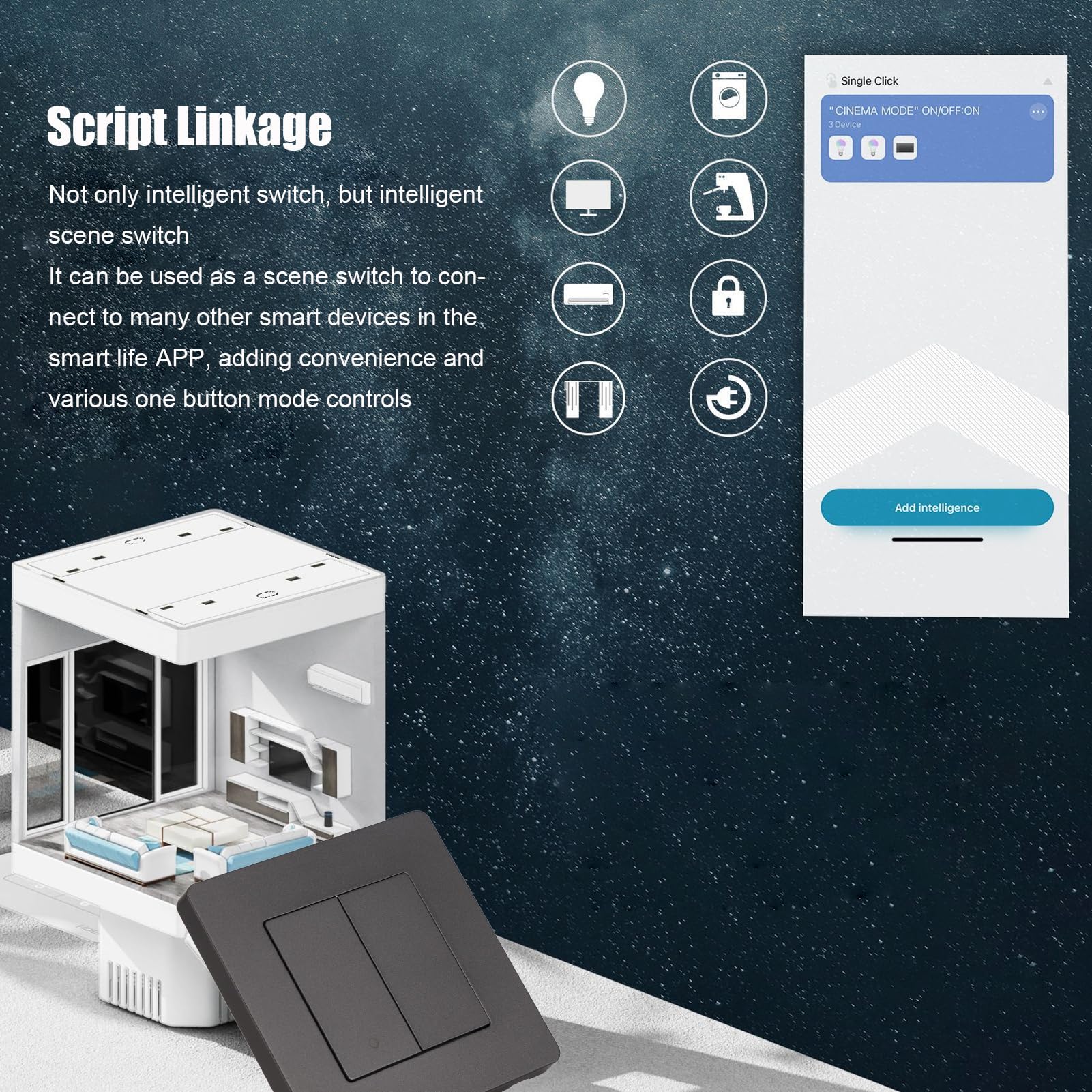 Smart Switch, Smart Light Switch Für 2 Gang Timing Dimming Reverse Dual Control Smart Switch Panel AC100V 240V(Weiß)