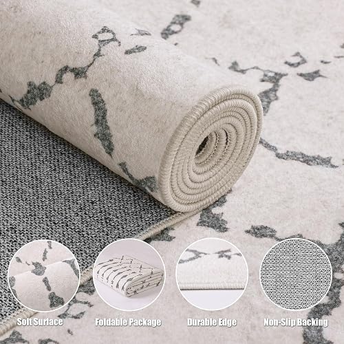 Miniatura 3 de Deerly - Tapete para sala de estar, estilo bohemio marroquí rústico lavable a máquina, reverso antideslizante y pelo corto, tapete interior suave