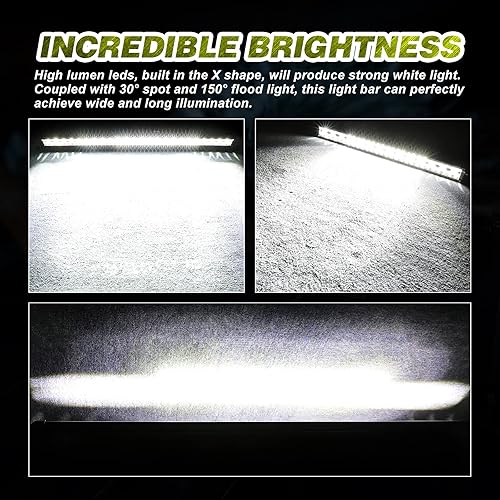 Miniatura 4 de X-Technology Barra de luz LED de 50 pulgadas de 330 W con arnés de cableado y cubierta negra, luz de conducción todoterreno, luz de trabajo LED para