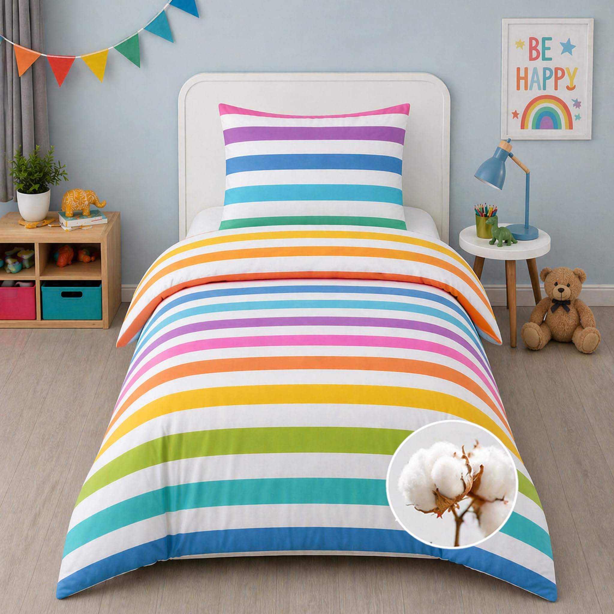 Buymax Kinderbettwäsche 135x200 cm 2-teilig – 100% Baumwolle Renforcé, Bettbezug 135x200 & Kissenbezug 80x80 cm, Oeko-TEX Standard 100, weich, atmungsaktiv, mit Reißverschluss