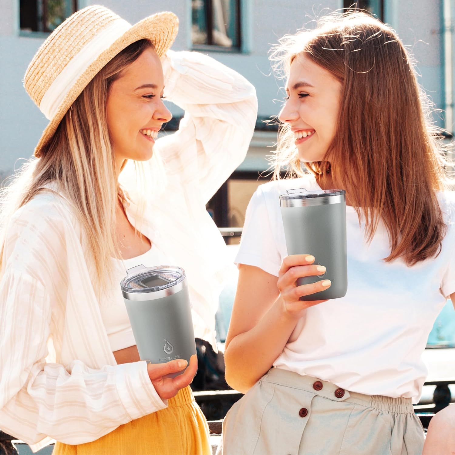 Ideus 20 oz Tumbler, Travel Coffee Mug with Splash Proof Sliding Lid, Double Wall Stainless Steel Vacuum Insulated Coffee Mug for Home and Office, Keep Beverages Hot or Cold, Gray - Image 8