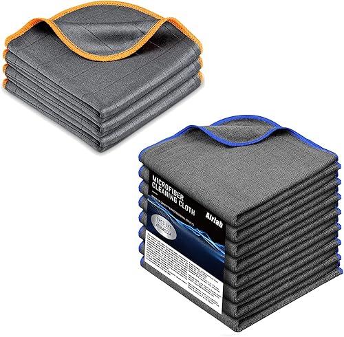 Airlab Paño de microfibra de carbono para pulir vidrio, sin rayas, paquete de 3 y toallas de microfibra para autos, lavar y secar paños de limpieza