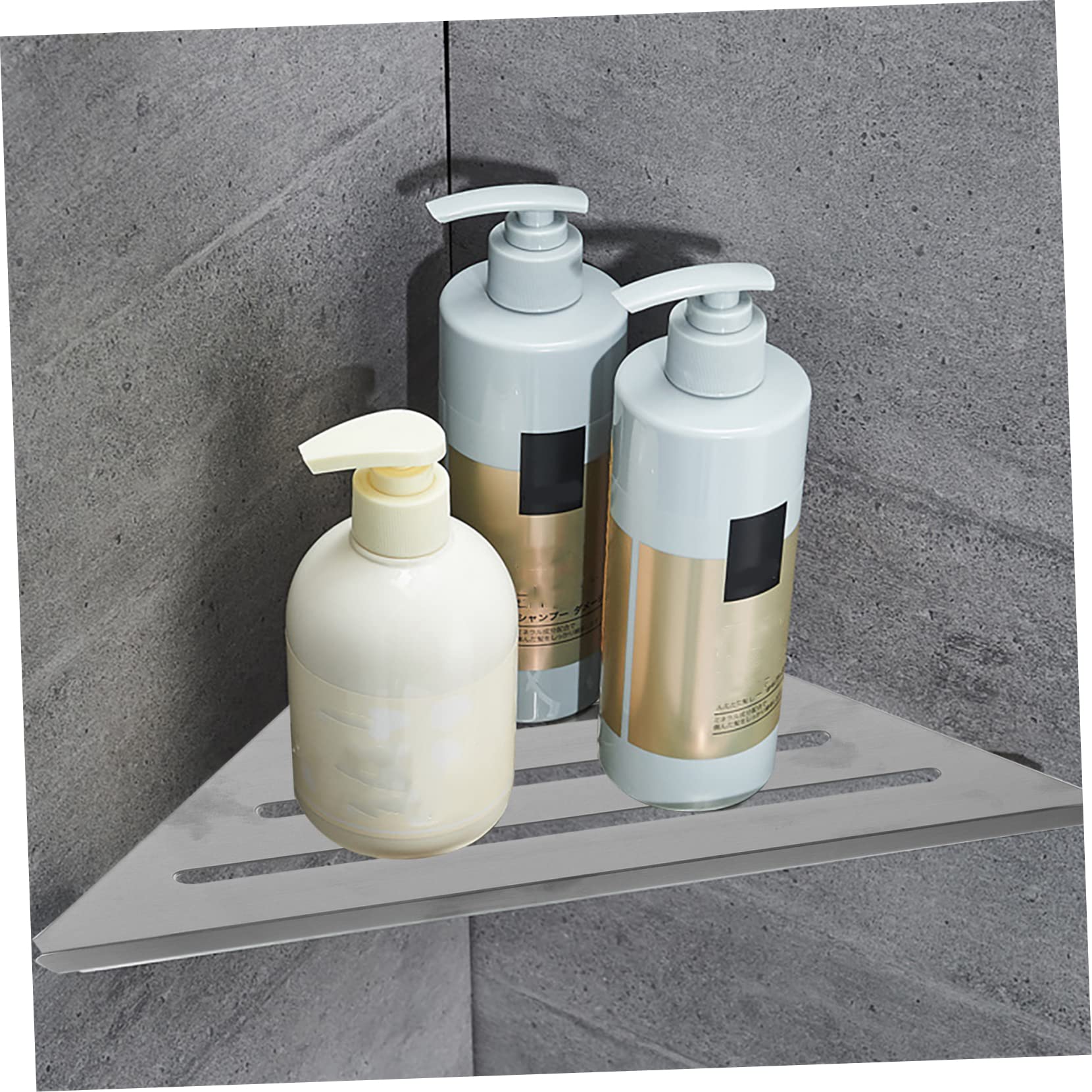 WOONEKY Scaffale Doccia Angolare in Acciaio Inox Argento Telaio | Organizzazione Ordinata, Design Pratico per Hotel e Bagno, Struttura Ispessita per Disposizione Pulita